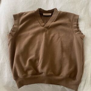 Fear of God Essentials Men's V-Neck Sweater Vest in Brown